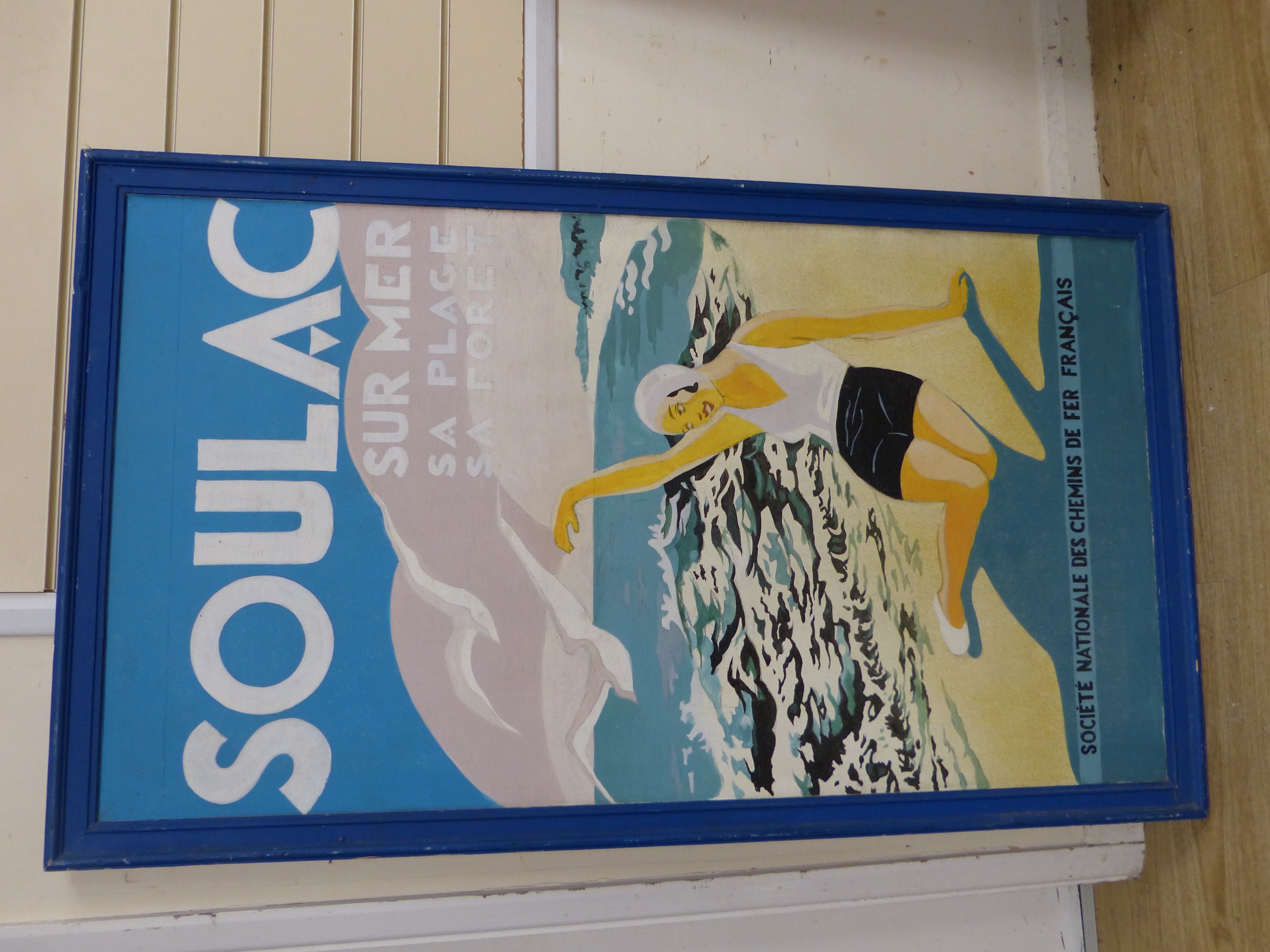 Soulac sur mer, Sa place, Sa foret, an oil on panel copy of the SNCF poster, 66 x 119cm